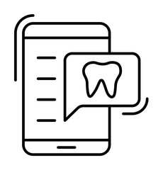 Poster - Smartphone tooth bubble icon. Simple line, outline of dentistry icons for ui and ux, website or mobile application on white background
