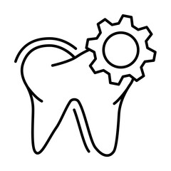 Canvas Print - Dental treatment gear tooth icon. Simple line, outline of dentistry icons for ui and ux, website or mobile application on white background