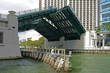 Brickell Avenue Bridge, bascule bridge over Miami River on winter sunny day. Downtown Miami, Florida