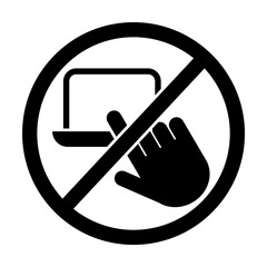 Poster - not touch, laptop icon. Element of prohibition sign icon. Premium quality graphic design icon. Signs and symbols collection icon on white background