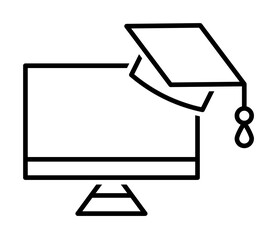 Poster - Notebook, building, university icon. Simple line, outline of online educationa icons for ui and ux, website or mobile application on white background