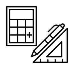 Poster - Monitor, apple, books icon. Simple line, outline of online educationa icons for ui and ux, website or mobile application on white background