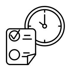 Sticker - Education exam time icon. Simple line, outline of e-learning system icons for ui and ux, website or mobile application on white background