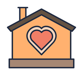 Poster - house with love cartoon icon. Element of family icon for mobile concept and web apps. Cartoon house with love icon can be used for web and mobile on white background