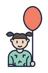 Poster - girl with ball cartoon icon. Element of family icon for mobile concept and web apps. Cartoon girl with ball icon can be used for web and mobile on white background