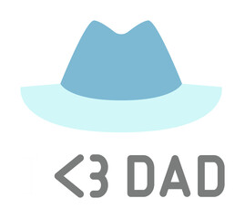 Poster - Hat, I love DAD icon. Simple color elements of cultural activities icons for ui and ux, website or mobile application on white background
