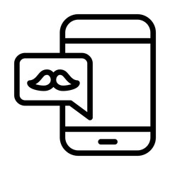 Poster - Smartphone, chat bubble, mustache icon. Simple line, outline elements of cultural activities icons for ui and ux, website or mobile application on white background