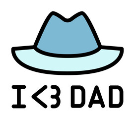 Fototapete - Hat, I love DAD icon. Simple color with outline elements of cultural activities icons for ui and ux, website or mobile application on white background