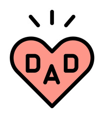 Fototapete - Heart, love, DAD icon. Simple color with outline elements of cultural activities icons for ui and ux, website or mobile application on white background