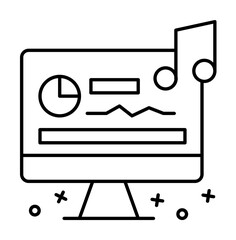 Poster - Sound editing, computer, music icon. Element of film Industry icon on white background