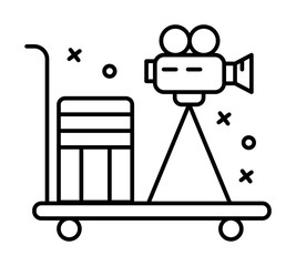 Poster - filming, dolly, camera icon. element of film industry icon on white background