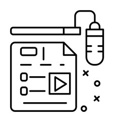 Poster - dubbing, folly, film, document icon. element of film industry icon on white background