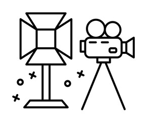 Poster - lighting set, camera, cinema icon. element of film industry icon on white background