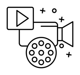 Poster - play, film, camera icon. element of film industry icon on white background