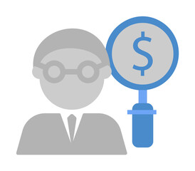 Poster - Accounting, banking, businessman, currency, finance, dollar, research two color blue and gray icon on white background