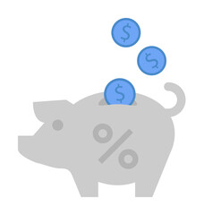Poster - Bank, interest, money, piggy, rates two color blue and gray icon on white background