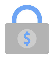 Sticker - Lock, security, dollar, money two color blue and gray icon on white background