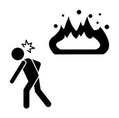 Poster - Fire, man, angry icon. Simple pictogram of human and fire icons for ui and ux, website or mobile application on white background