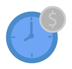 Poster - Time, clock, dollar, coins, finance, money two color blue and gray icon on white background
