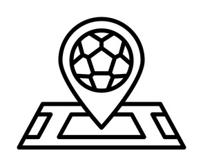 Poster - Location, football icon. Simple line, outline elements of soccer for ui and ux, website or mobile application on white background