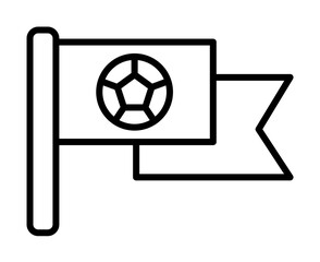 Poster - Flag, football icon. Simple line, outline elements of soccer for ui and ux, website or mobile application on white background