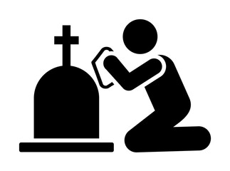 Poster - Man funeral sorrow burial icon. Element of pictogram death illustration