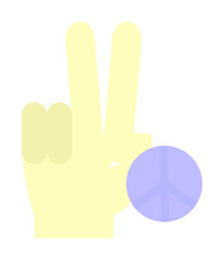 Poster - Hand, peace icon. Simple color elements of flower children icons for ui and ux, website or mobile application on white background