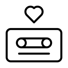 Poster - Cassette, heart icon. Simple line, outline elements of flower children icons for ui and ux, website or mobile application on white background