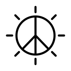Poster - Sun, peace icon. Simple line, outline elements of flower children icons for ui and ux, website or mobile application on white background