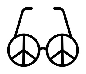 Poster - Glasses, peace icon. Simple line, outline elements of flower children icons for ui and ux, website or mobile application on white background