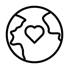 Poster - Heart, earth icon. Simple line, outline elements of flower children icons for ui and ux, website or mobile application on white background