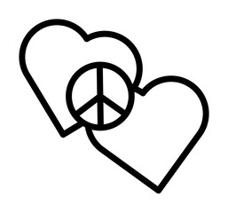 Poster - Heart, peace icon. Simple line, outline elements of flower children icons for ui and ux, website or mobile application on white background