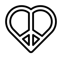 Poster - Peace, heart, love icon. Simple line, outline elements of flower children icons for ui and ux, website or mobile application on white background