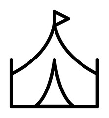 Poster - Tent, hippy icon. Simple line, outline elements of flower children icons for ui and ux, website or mobile application on white background