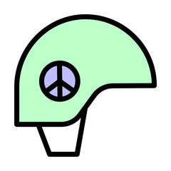 Poster - Helmet, peace icon. Simple color with outline elements of flower children icons for ui and ux, website or mobile application on white background