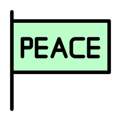 Poster - Flag, peace icon. Simple color with outline elements of flower children icons for ui and ux, website or mobile application on white background