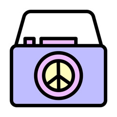 Poster - camera, peace icon. simple color with outline elements of flower children icons for ui and ux, websi
