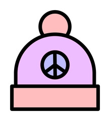 Poster - Hat, peace icon. Simple color with outline elements of flower children icons for ui and ux, website or mobile application on white background
