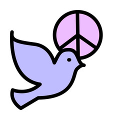 Poster - Bird, dove, peace icon. Simple color with outline elements of flower children icons for ui and ux, website or mobile application on white background