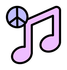 Poster - Note, peace icon. Simple color with outline elements of flower children icons for ui and ux, website or mobile application on white background