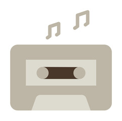 Poster - Cassette, music icon. Simple color elements of hipster style icons for ui and ux, website or mobile application on white background