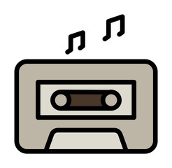Poster - Cassette, music icon. Simple color with outline elements of hipster style icons for ui and ux, website or mobile application on white background