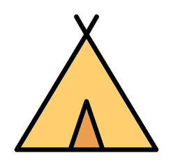 Poster - Tent icon. Simple color with outline elements of hipster style icons for ui and ux, website or mobile application on white background