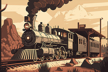 Trains in Motion: A Creative Illustration of an Old Western Train