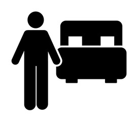 Poster - Bed, man, hotel, sleep icon. Element of hotel pictogram icon. Premium quality graphic design icon. Signs and symbols collection icon on white background