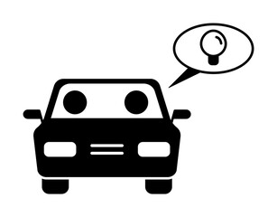 Poster - Men have idea in car icon. Simple pictogram of human with idea icons for ui and ux, website or mobile application on white background