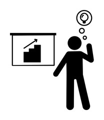 Poster - Office, man, work icon. Simple pictogram of human with idea icons for ui and ux, website or mobile application on white background