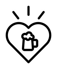 Poster - Heart, love, beer icon. Simple line, outline elements of international beer day icons for ui and ux, website or mobile application on white background