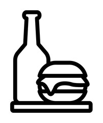 Poster - Beer bottle, hamburger icon. Simple line, outline elements of international beer day icons for ui and ux, website or mobile application on white background