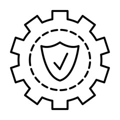 Sticker - Gear, shield, safety icon. Simple line, outline elements of safety at work for ui and ux, website or mobile application on white background